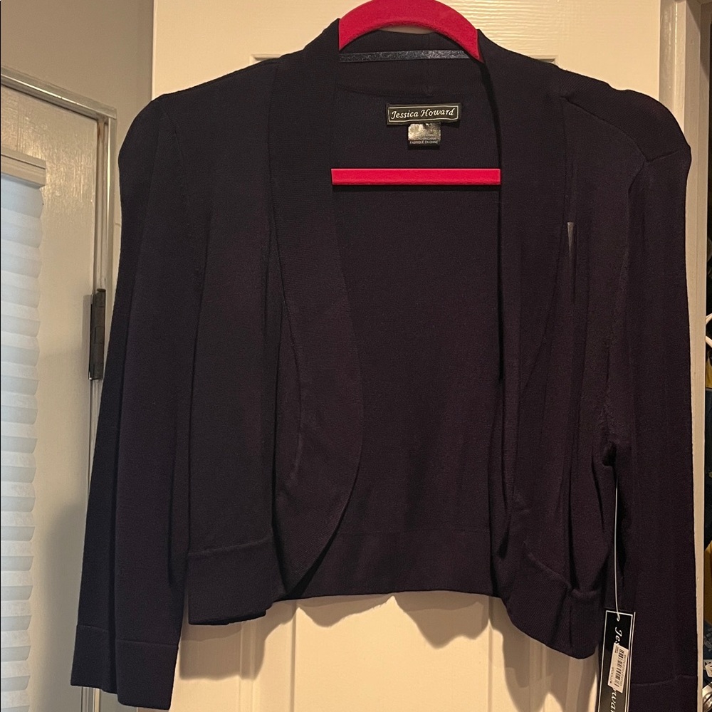 Jessica Howard Navy cropped cardigan size L NWT